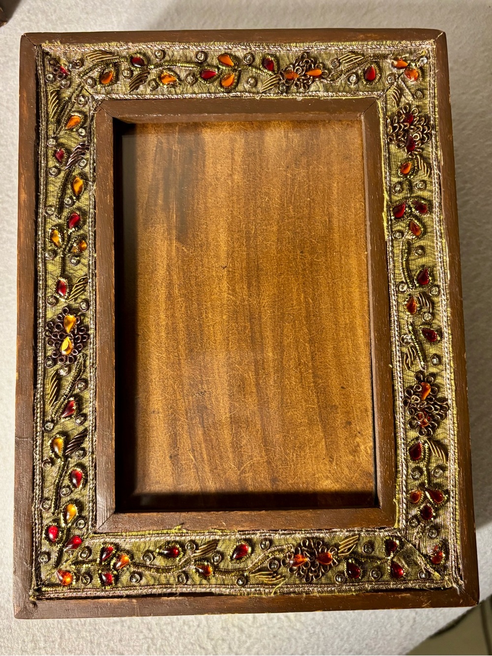 Set of 2 Vintage Style Pier 1 Imports Jeweled Zardozi Photo Frame Boxes